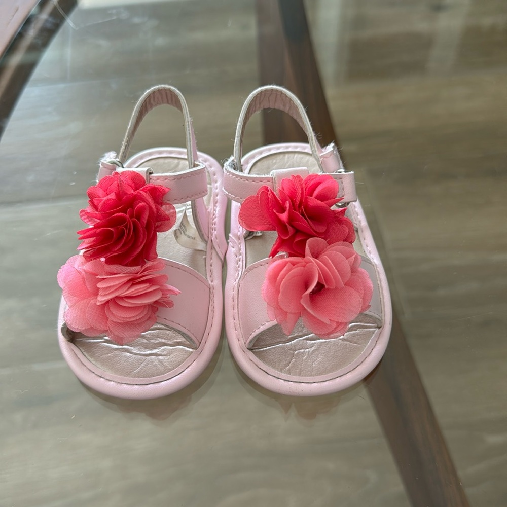 Pink floral baby sandals